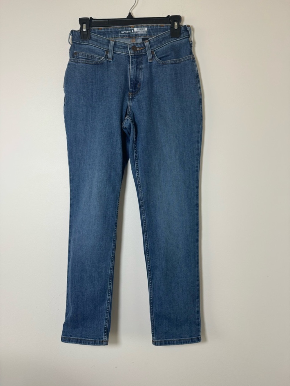 Carhartt Relaxed Fit Jeans Womens 0 Short Blue Denim Straight Workwear